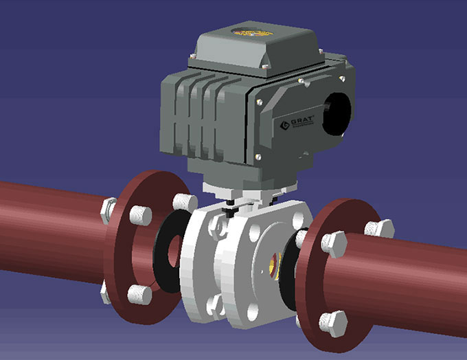 快速開關(guān)電動開關(guān)球閥與管道的安裝示意圖